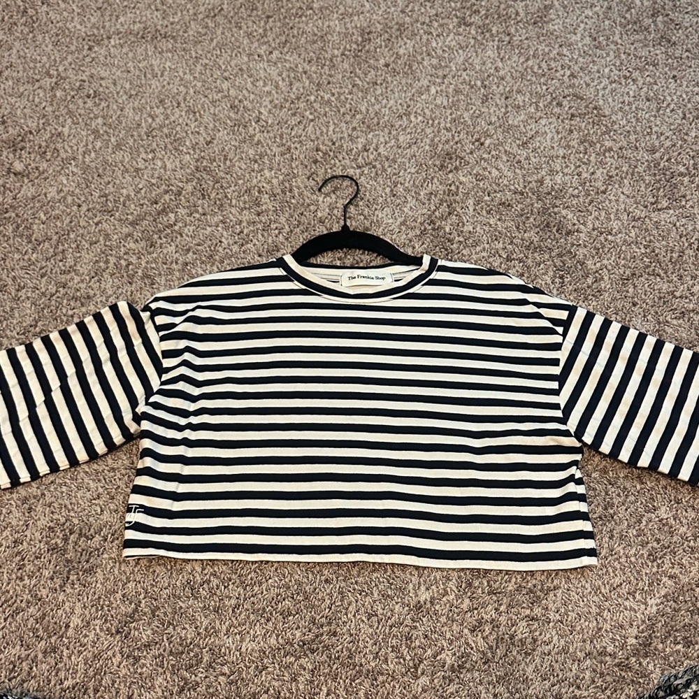 The Frankie Shop White & Navy Stripe Cropped Shirt Size S/M GREAT CONDITION!